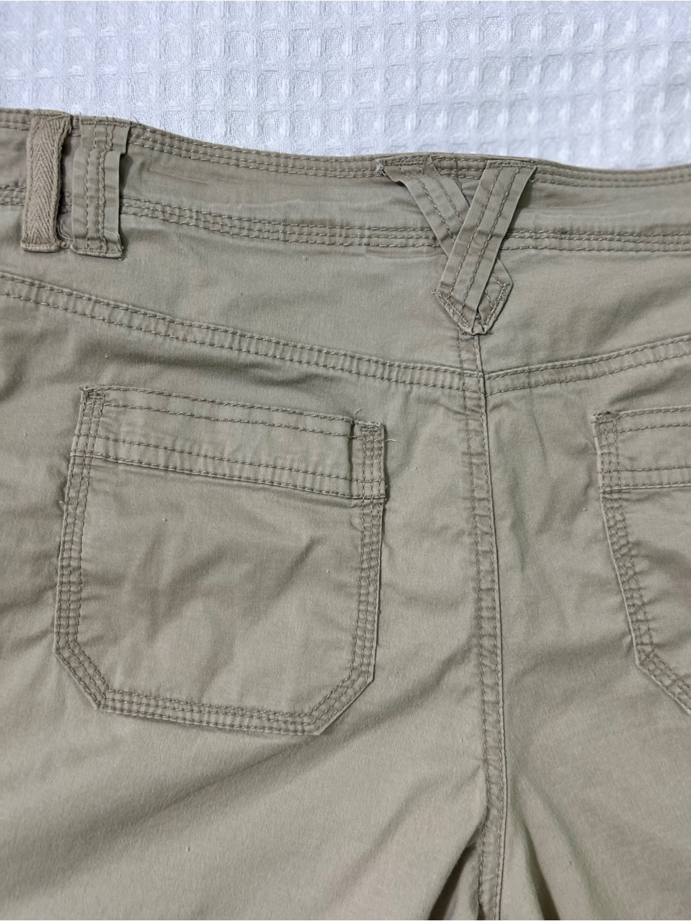 Roll-Cuff Cotton Jean Shorts in Khaki - Women's - Picture 8 of 13